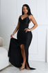 Nylon Ruched V-Neck Tank Maxi Dress